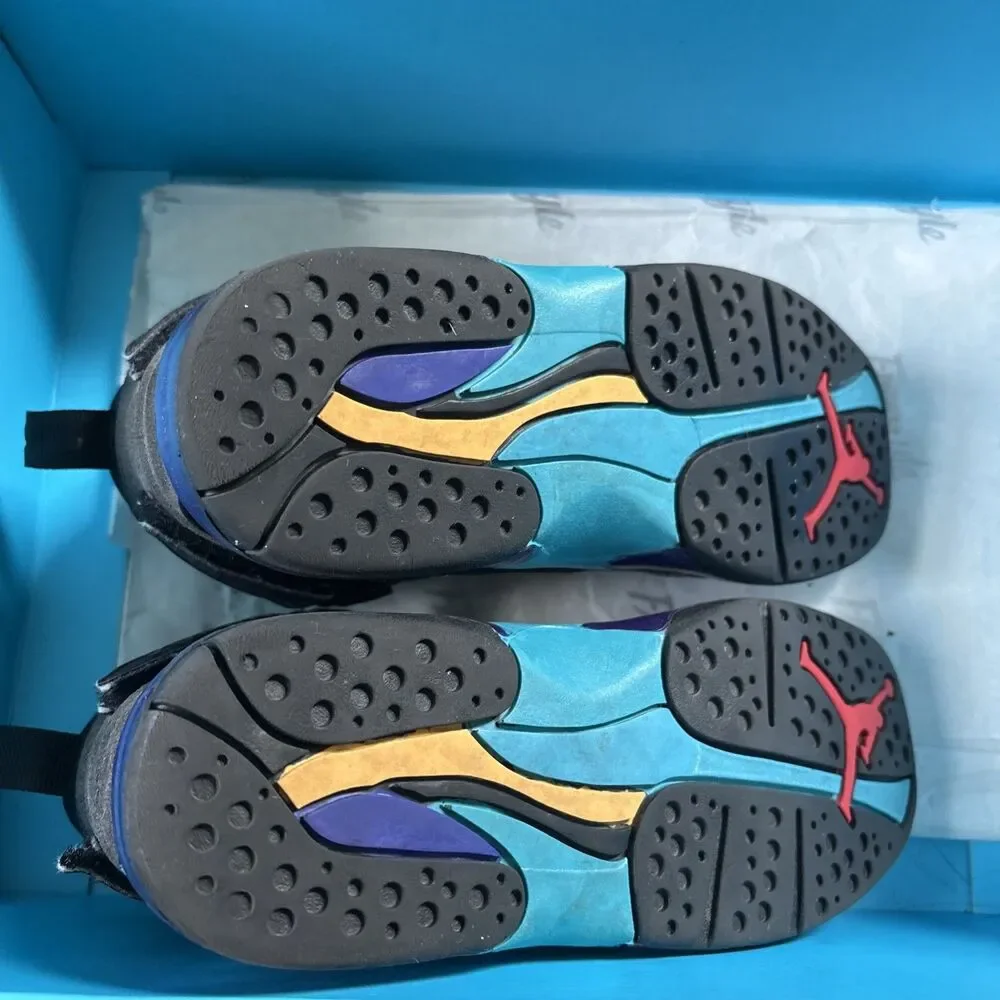 Nike Air Jordan 8 Retro GS Aqua/Black/Purple/Blue Sneaker 305369-006 Size 1Y